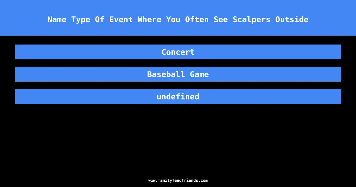 Name Type Of Event Where You Often See Scalpers Outside answer