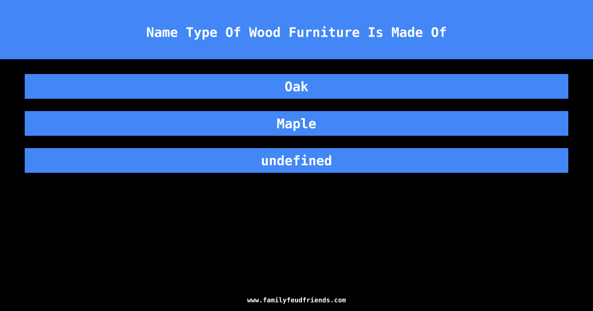 Name Type Of Wood Furniture Is Made Of answer