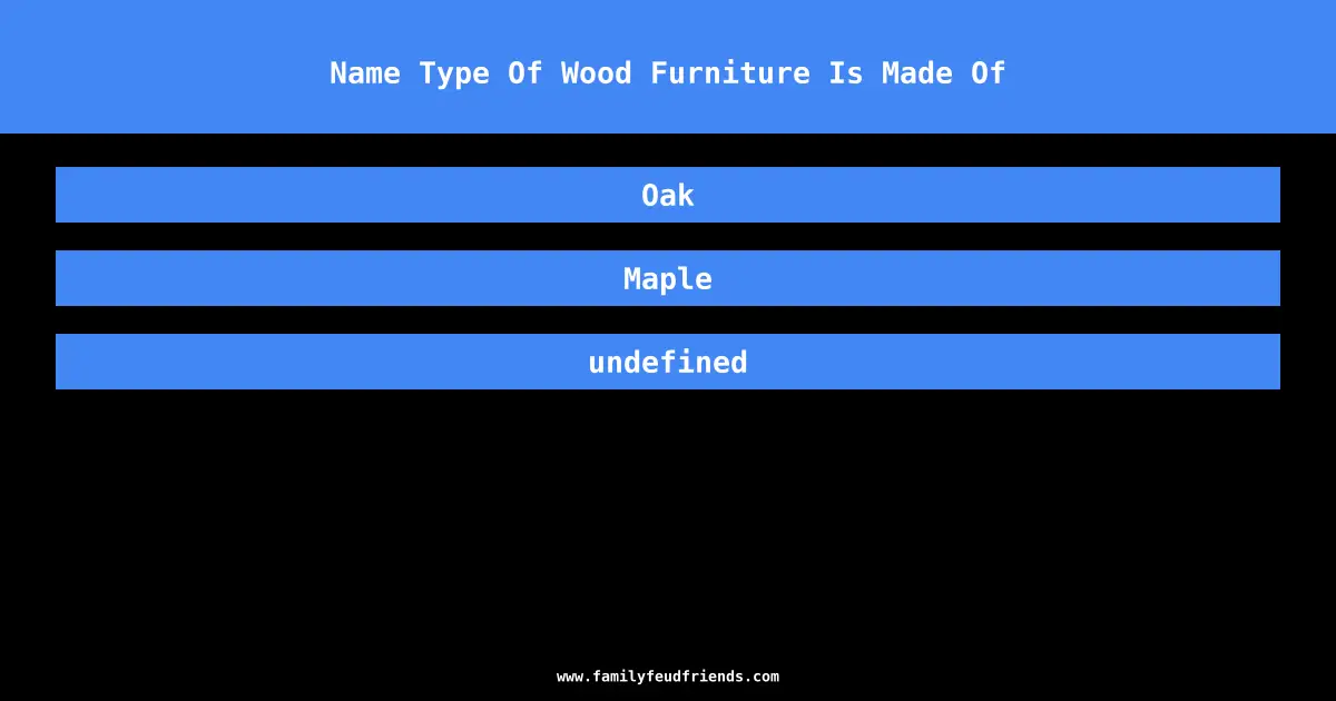 Name Type Of Wood Furniture Is Made Of answer