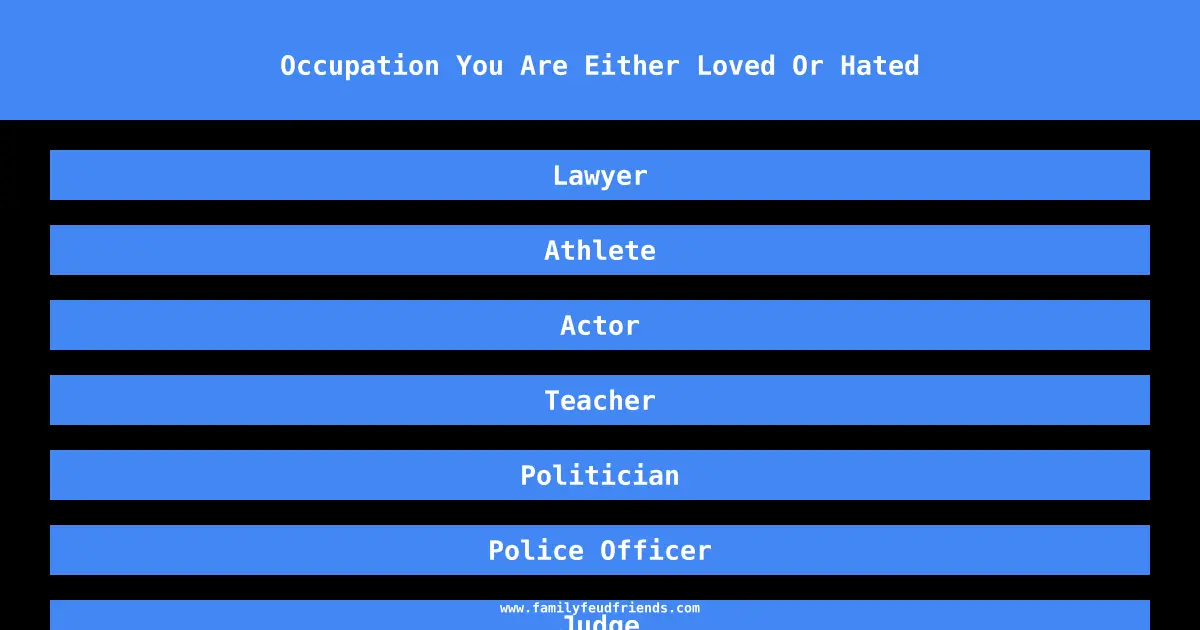 Occupation You Are Either Loved Or Hated answer