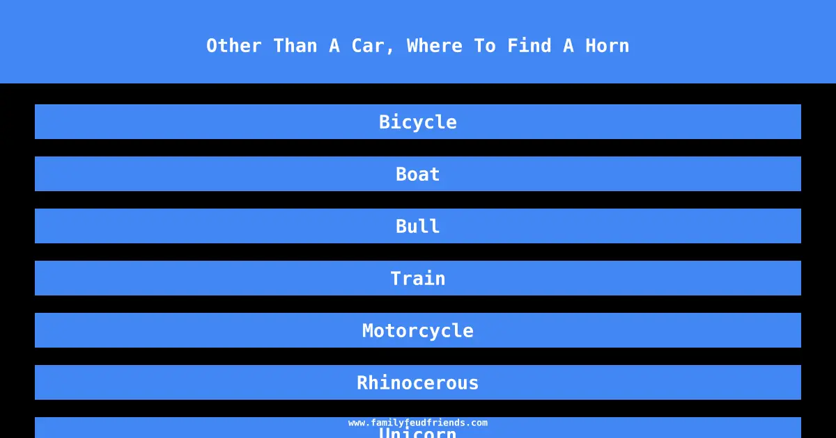 Other Than A Car, Where To Find A Horn answer