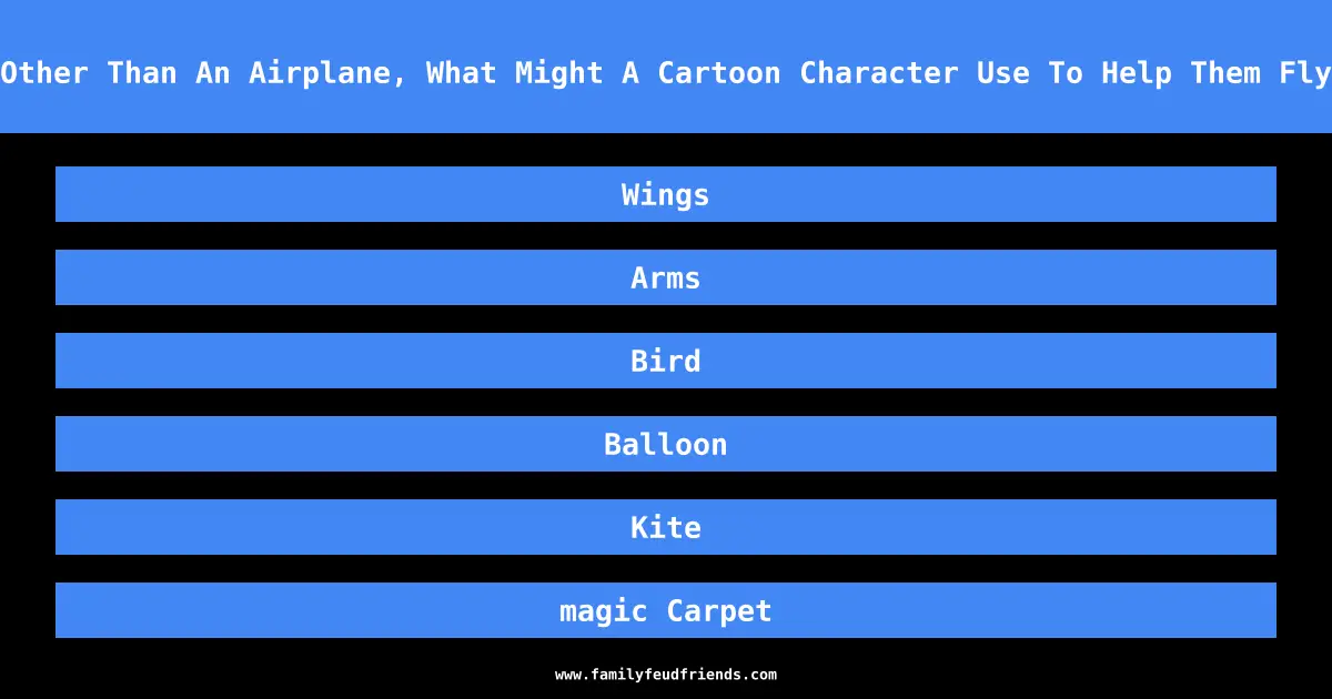 Other Than An Airplane, What Might A Cartoon Character Use To Help Them Fly answer