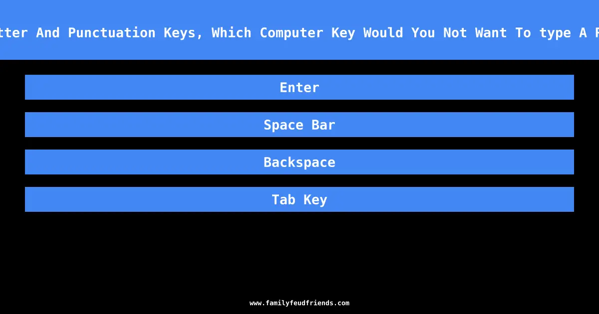 Other Than Letter And Punctuation Keys, Which Computer Key Would You Not Want To type A Report Without answer