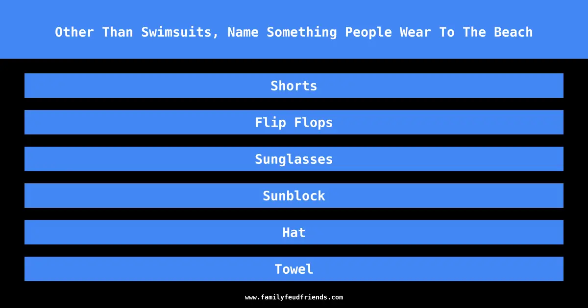 Other Than Swimsuits, Name Something People Wear To The Beach answer