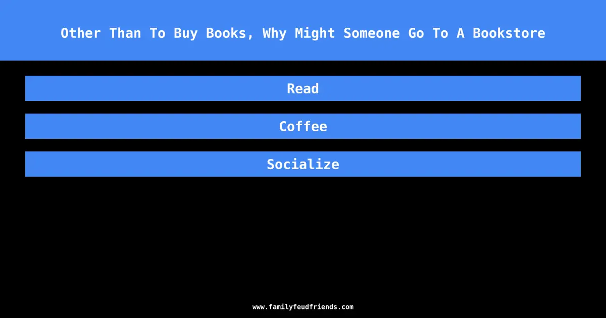 Other Than To Buy Books, Why Might Someone Go To A Bookstore answer