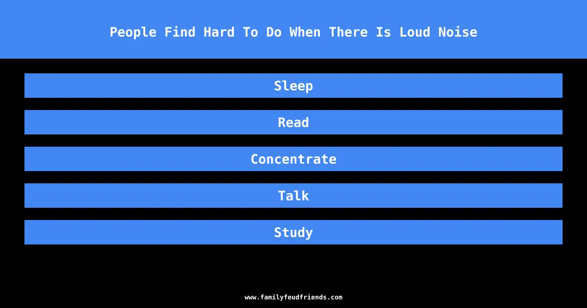 People Find Hard To Do When There Is Loud Noise answer