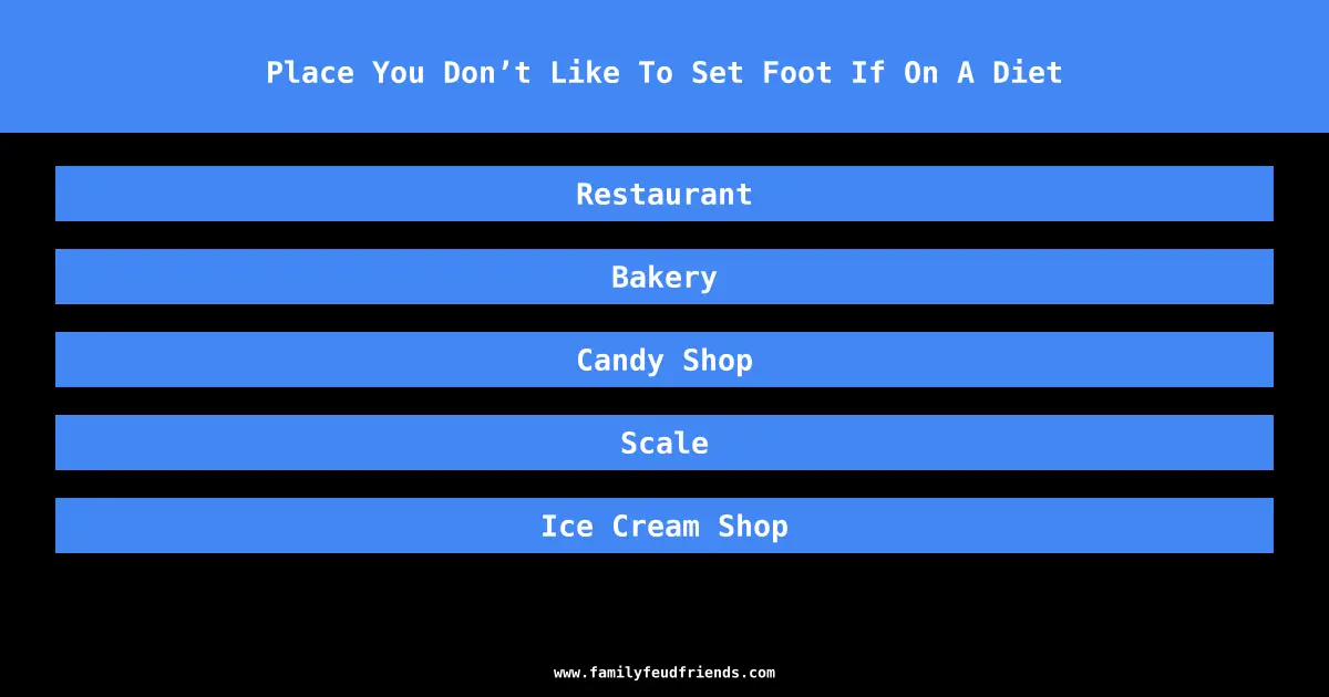 Place You Don’t Like To Set Foot If On A Diet answer