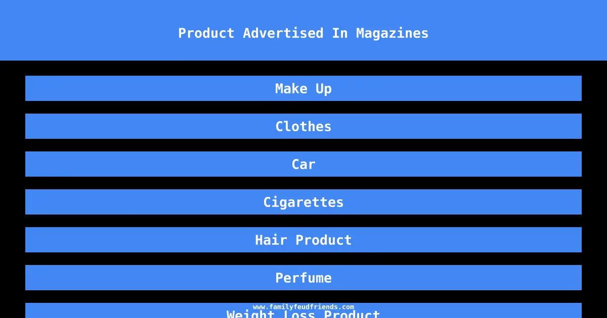 Product Advertised In Magazines answer