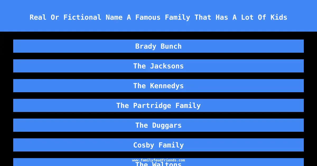 Real Or Fictional Name A Famous Family That Has A Lot Of Kids answer