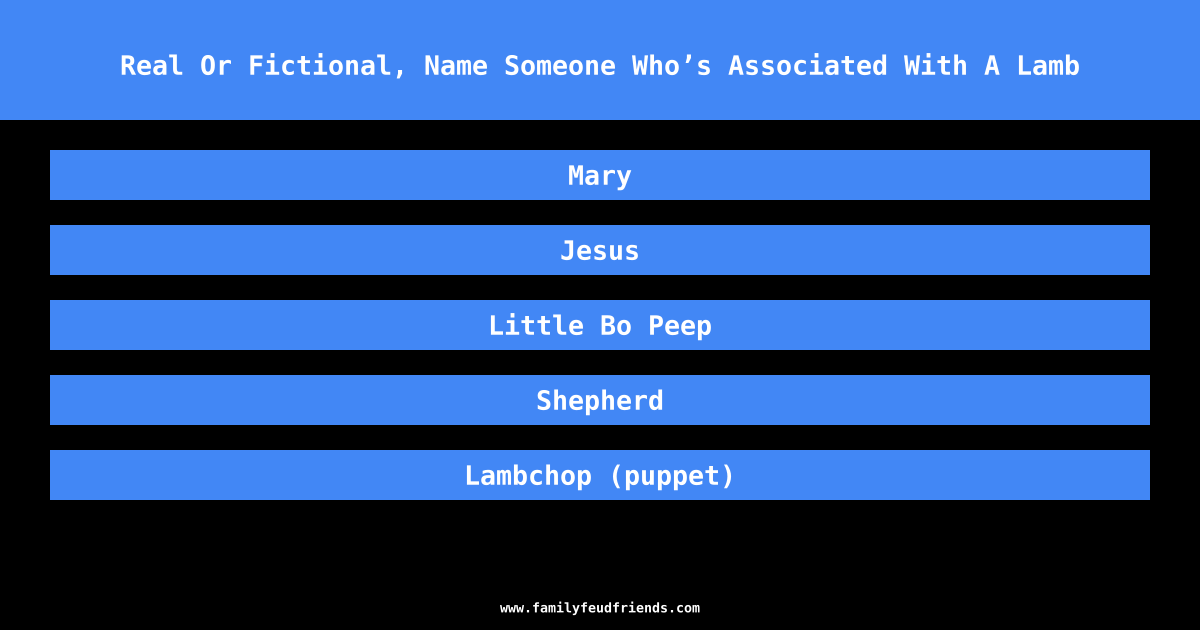 Real Or Fictional, Name Someone Who’s Associated With A Lamb answer