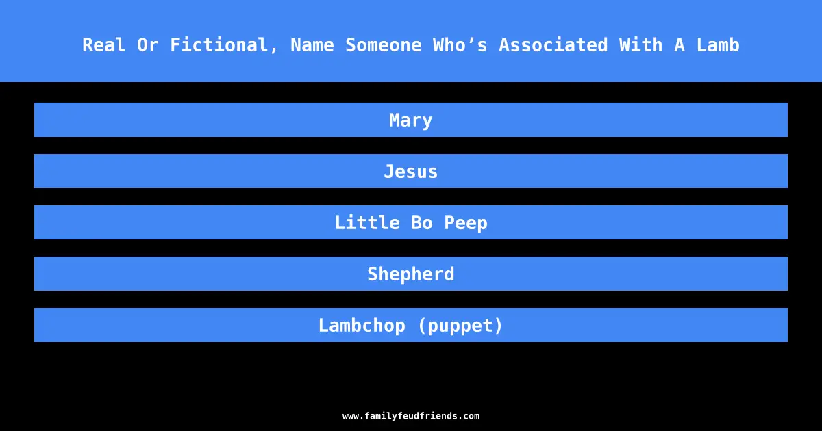 Real Or Fictional, Name Someone Who’s Associated With A Lamb answer