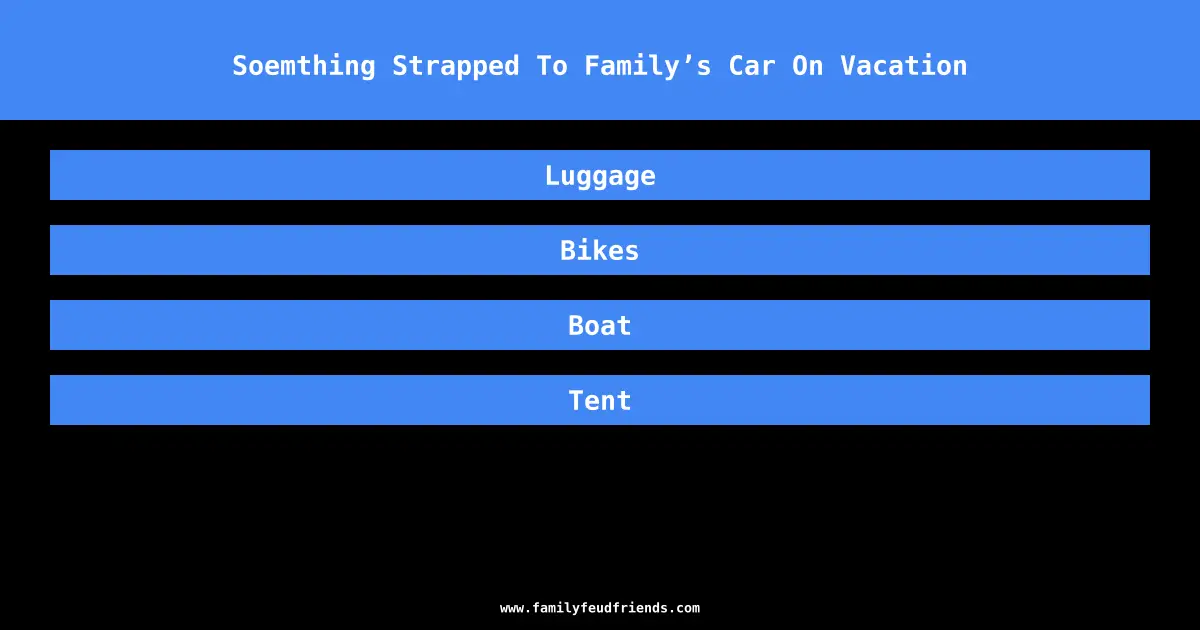 Soemthing Strapped To Family’s Car On Vacation answer