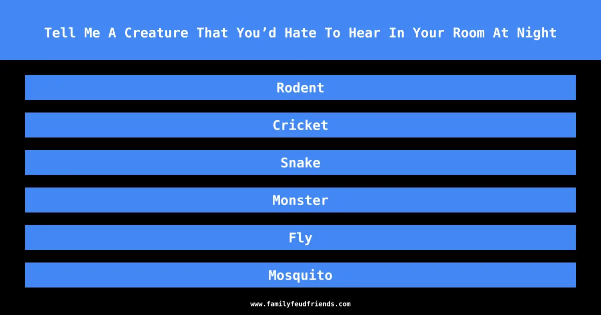 Tell Me A Creature That You’d Hate To Hear In Your Room At Night answer