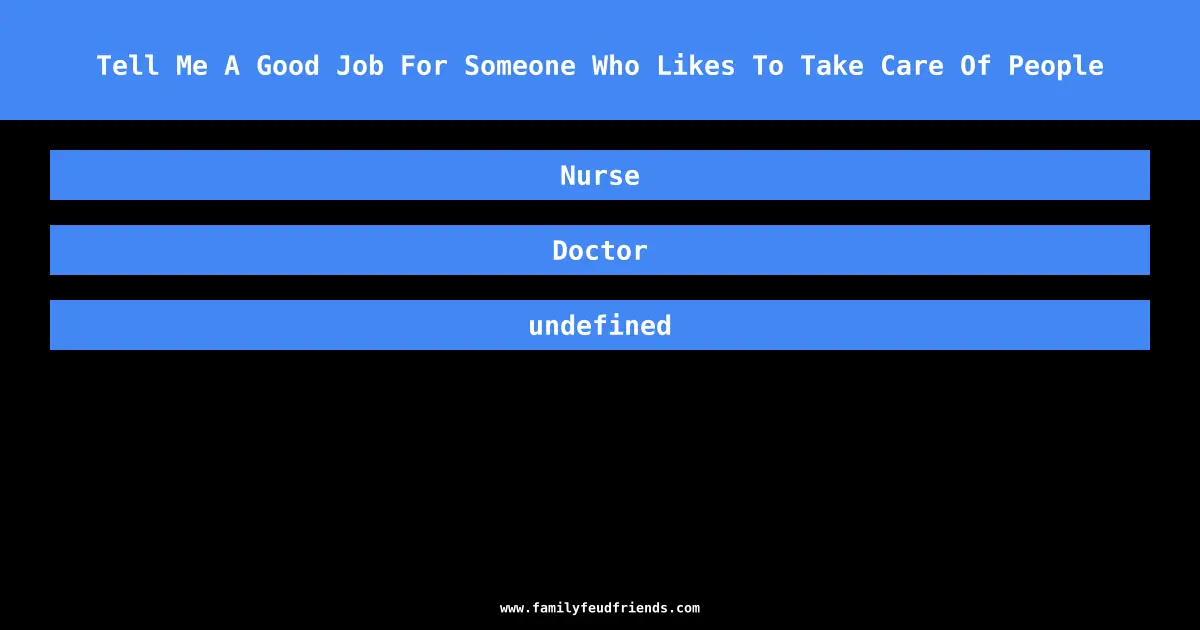 Tell Me A Good Job For Someone Who Likes To Take Care Of People answer