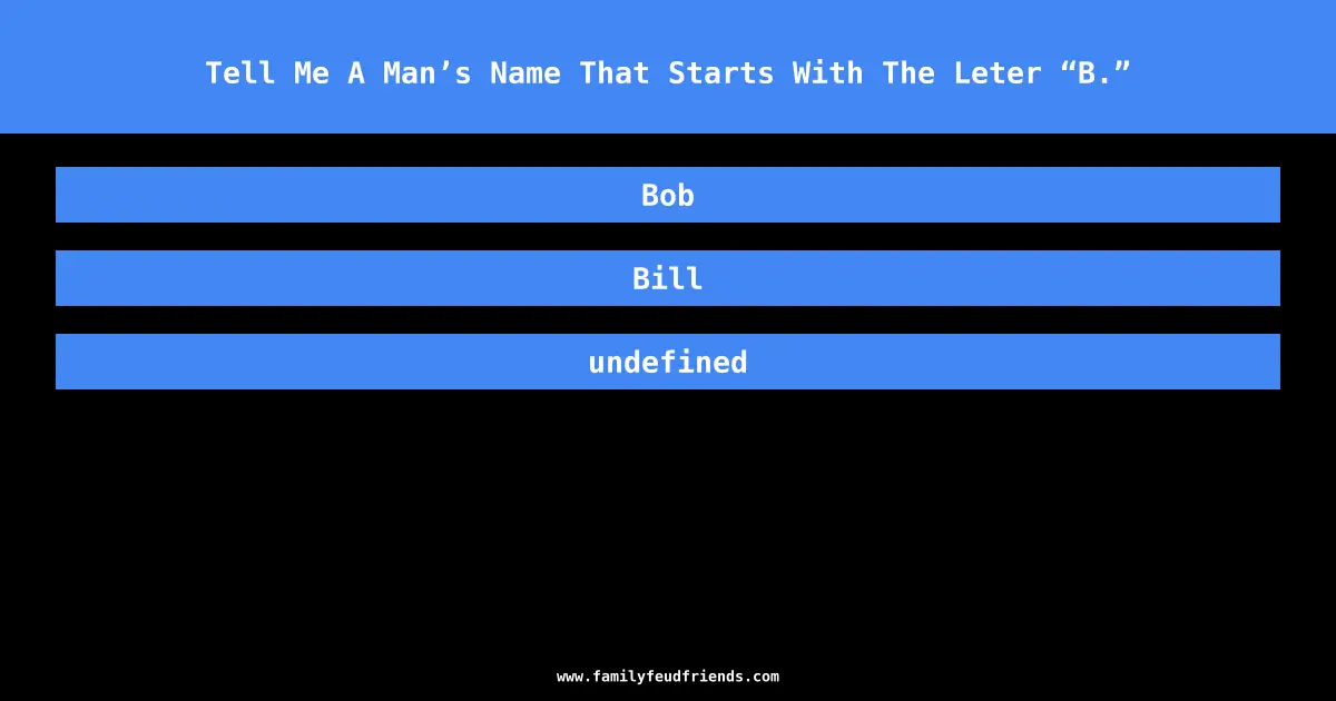 Tell Me A Man’s Name That Starts With The Leter “B.” answer