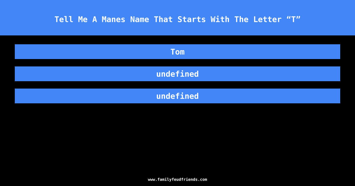 Tell Me A Manes Name That Starts With The Letter “T” answer