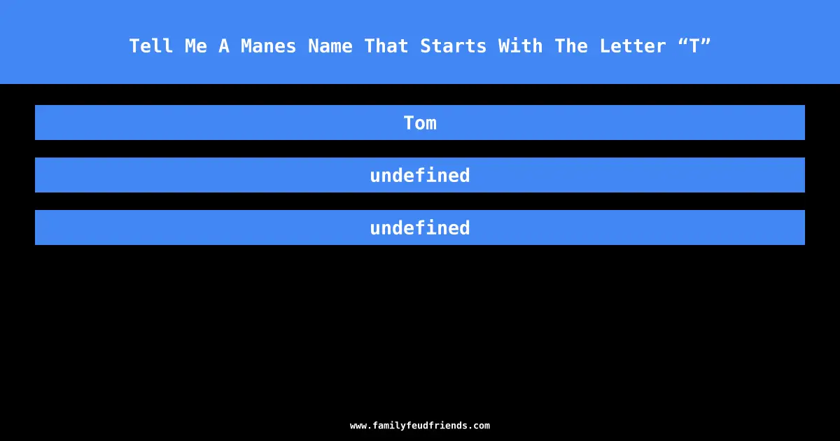 Tell Me A Manes Name That Starts With The Letter “T” answer