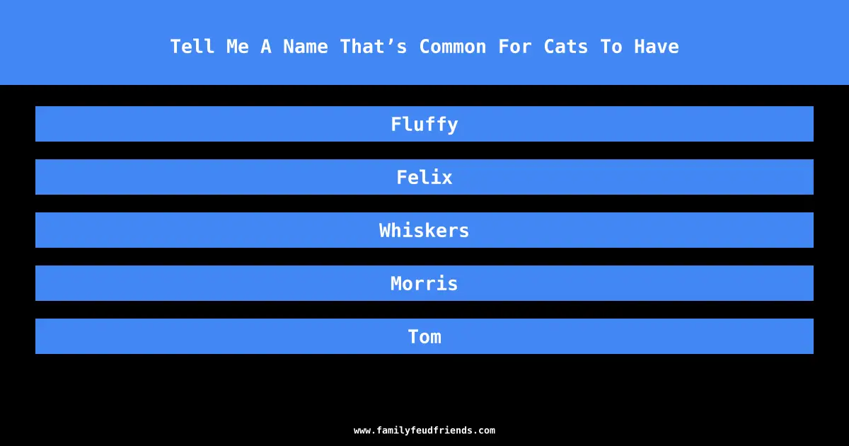 Tell Me A Name That’s Common For Cats To Have answer
