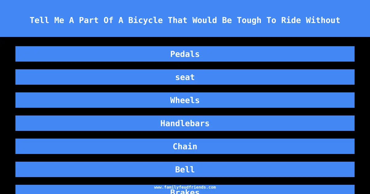 Tell Me A Part Of A Bicycle That Would Be Tough To Ride Without answer