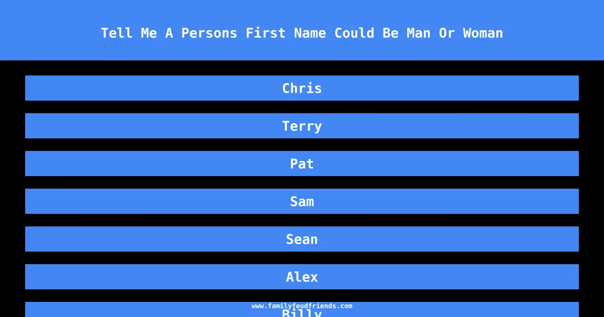 Tell Me A Persons First Name Could Be Man Or Woman answer