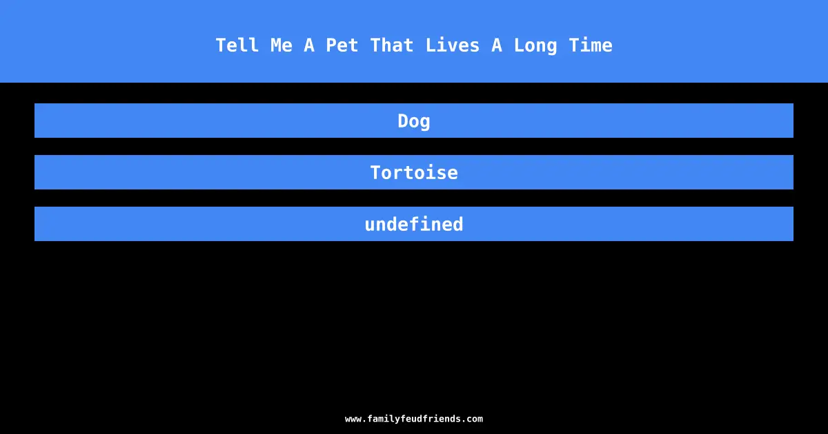 Tell Me A Pet That Lives A Long Time answer