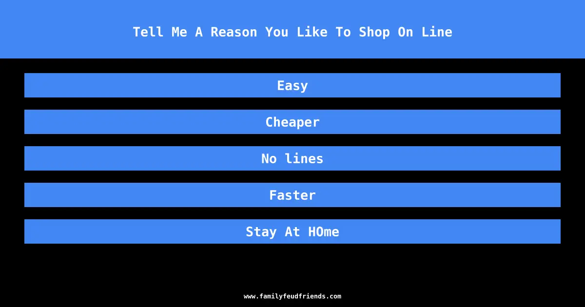 Tell Me A Reason You Like To Shop On Line answer