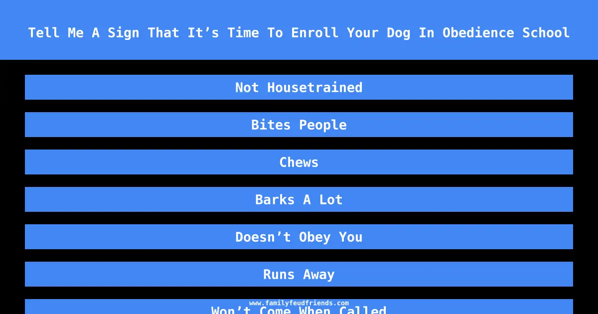 Tell Me A Sign That It’s Time To Enroll Your Dog In Obedience School answer