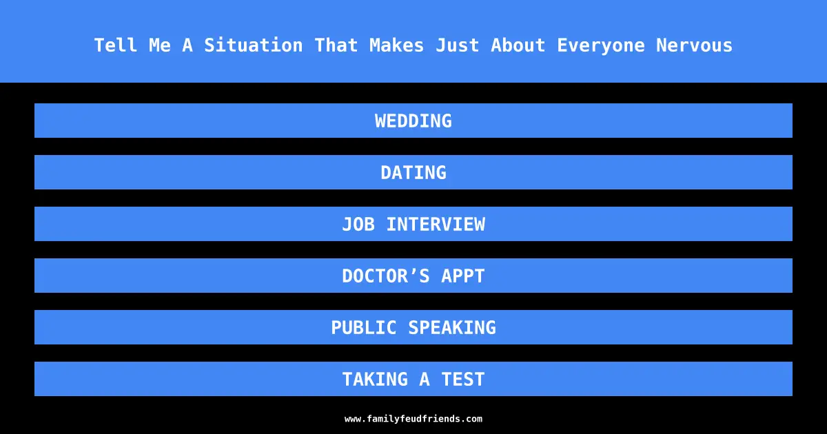 Tell Me A Situation That Makes Just About Everyone Nervous answer