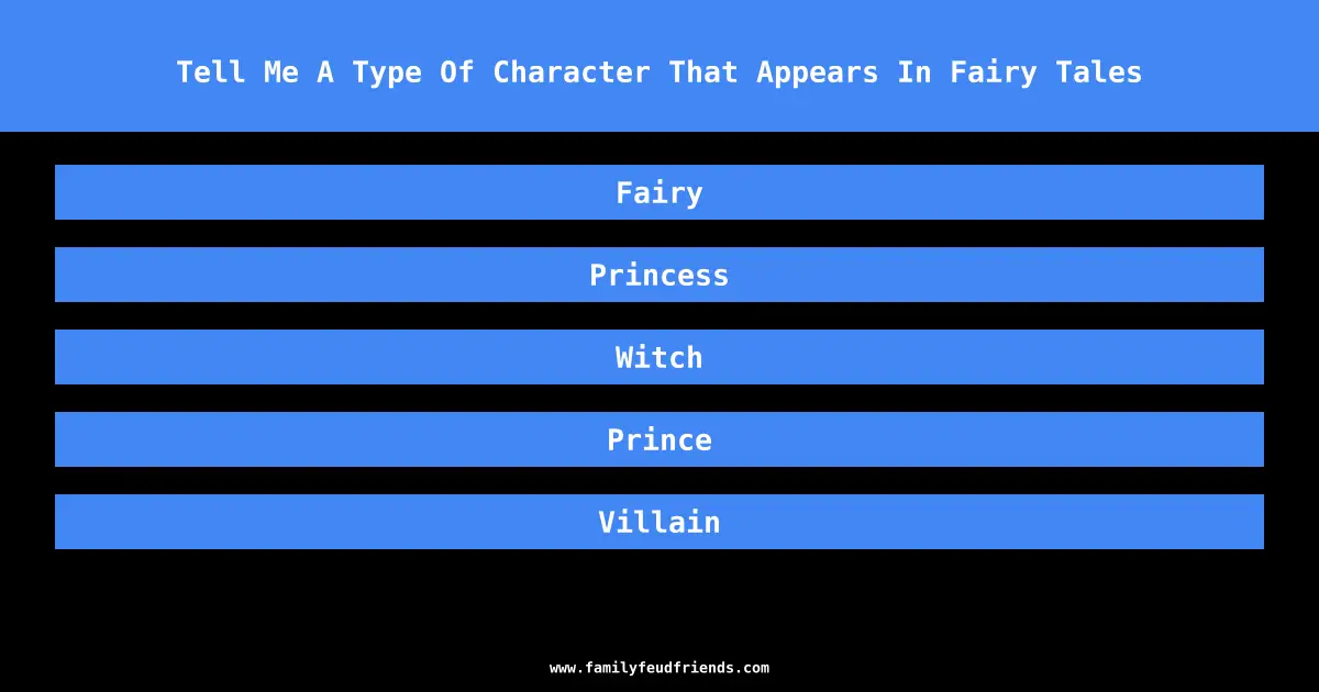 Tell Me A Type Of Character That Appears In Fairy Tales answer