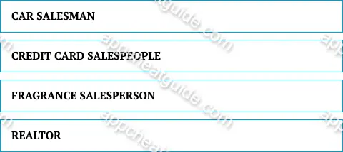 Tell me a type of salesperson that is known for being pushy. screenshot answer