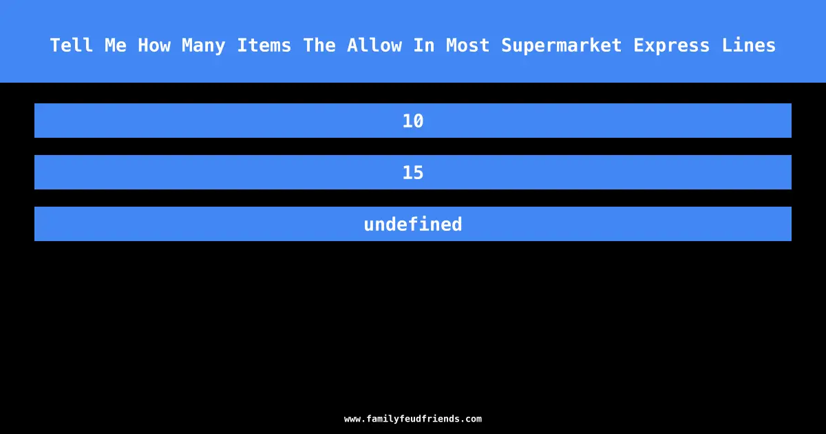 Tell Me How Many Items The Allow In Most Supermarket Express Lines answer