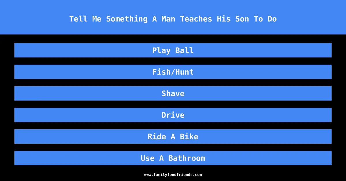 Tell Me Something A Man Teaches His Son To Do answer