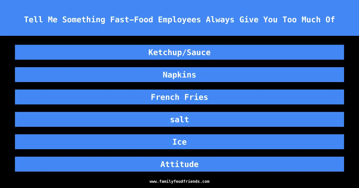 Tell Me Something Fast-Food Employees Always Give You Too Much Of answer