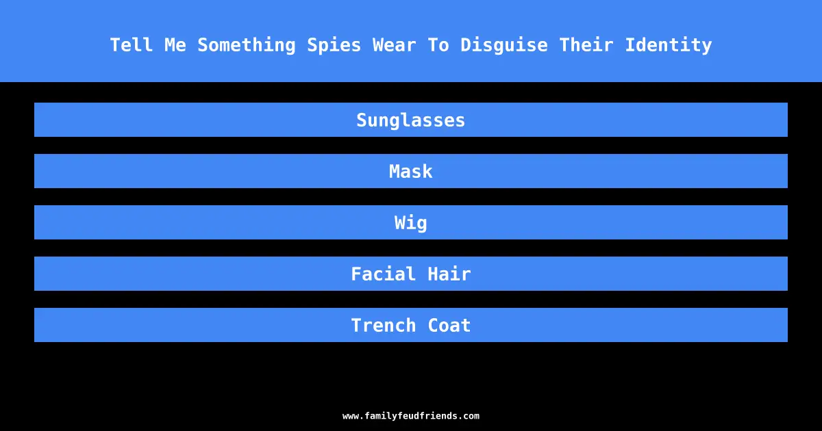 Tell Me Something Spies Wear To Disguise Their Identity answer