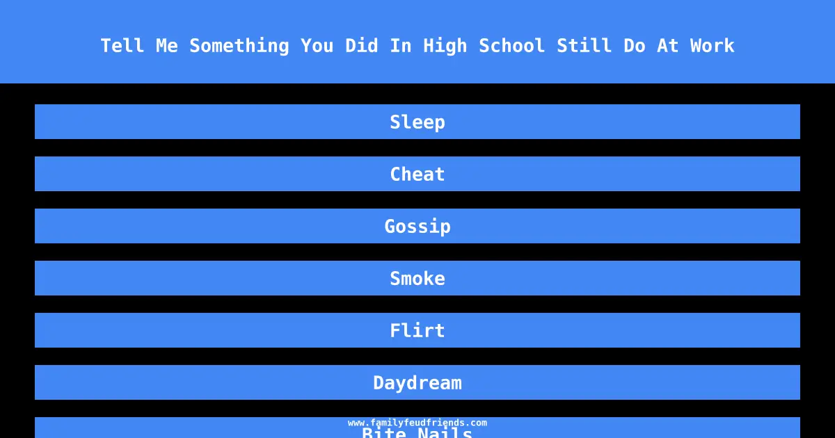 Tell Me Something You Did In High School Still Do At Work answer