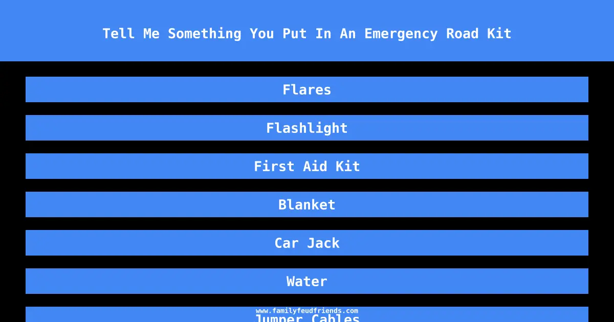 Tell Me Something You Put In An Emergency Road Kit answer