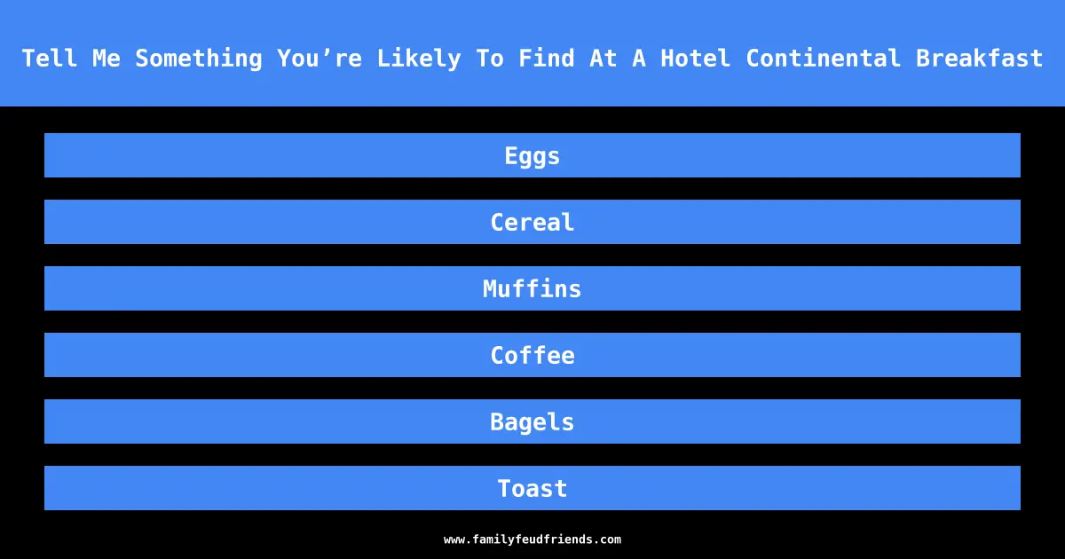 Tell Me Something You’re Likely To Find At A Hotel Continental Breakfast answer