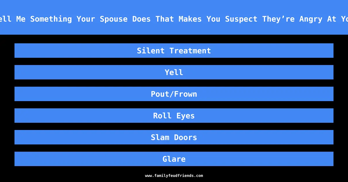 Tell Me Something Your Spouse Does That Makes You Suspect They’re Angry At You answer