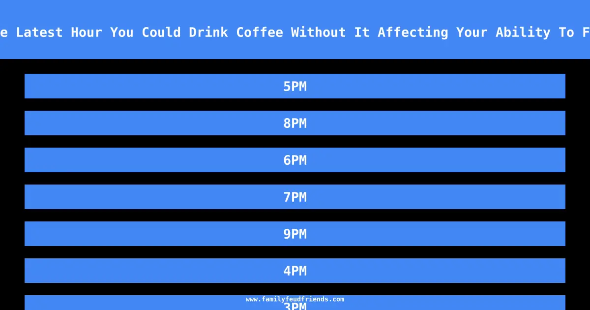 Tell Me The Latest Hour You Could Drink Coffee Without It Affecting Your Ability To Fall Asleep answer