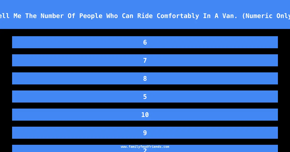 Tell Me The Number Of People Who Can Ride Comfortably In A Van. (Numeric Only) answer