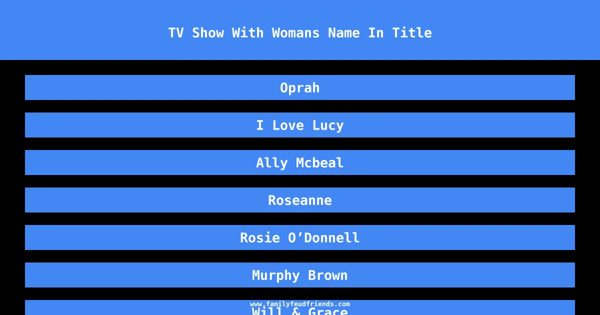 TV Show With Womans Name In Title answer