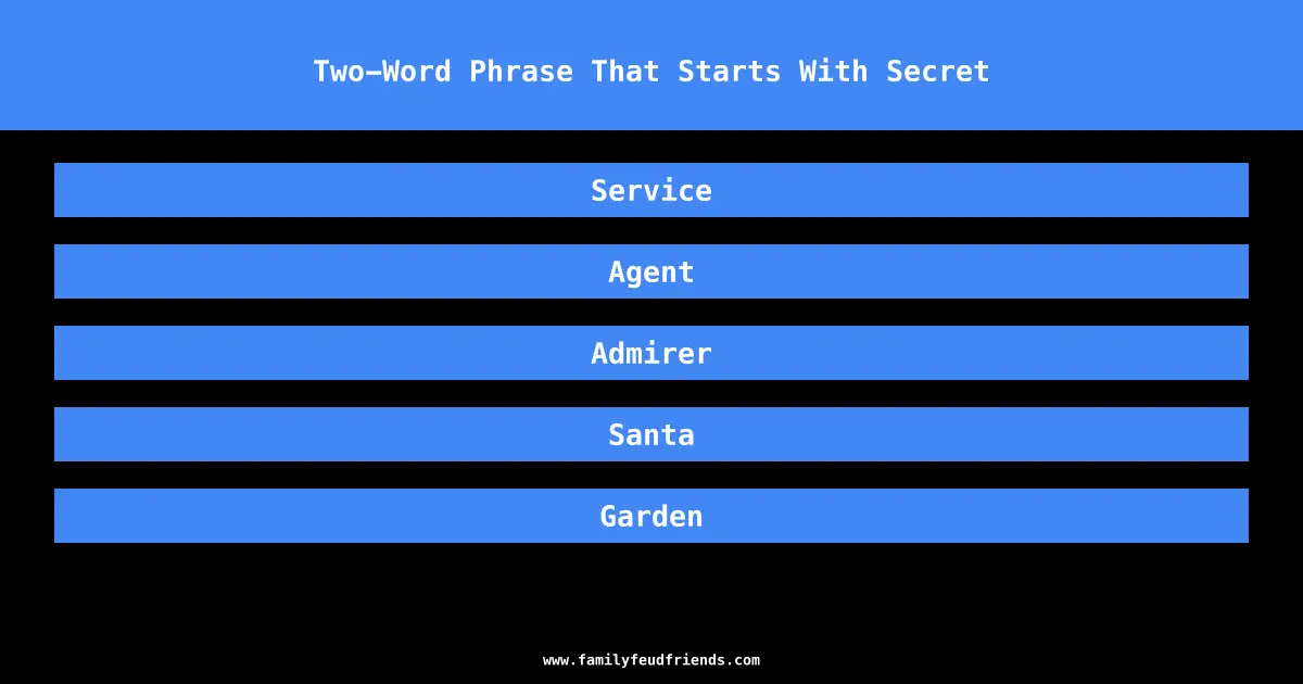 Two-Word Phrase That Starts With Secret answer
