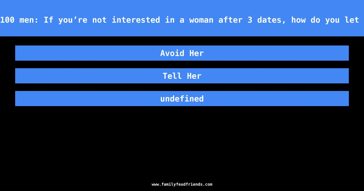 We asked 100 men: If you’re not interested in a woman after 3 dates, how do you let her know? answer