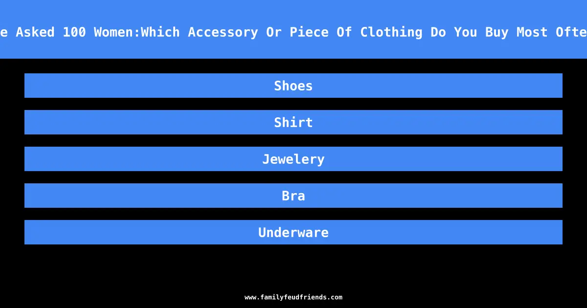 We Asked 100 Women:Which Accessory Or Piece Of Clothing Do You Buy Most Often answer
