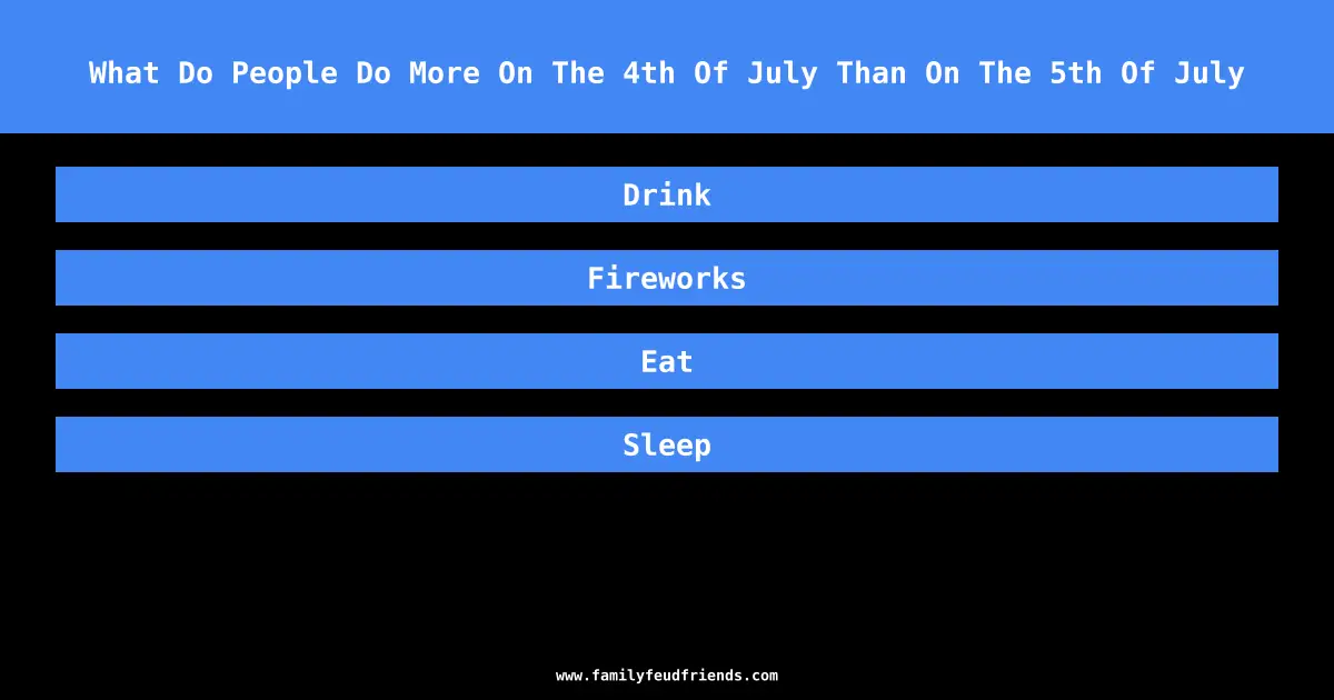 What Do People Do More On The 4th Of July Than On The 5th Of July answer