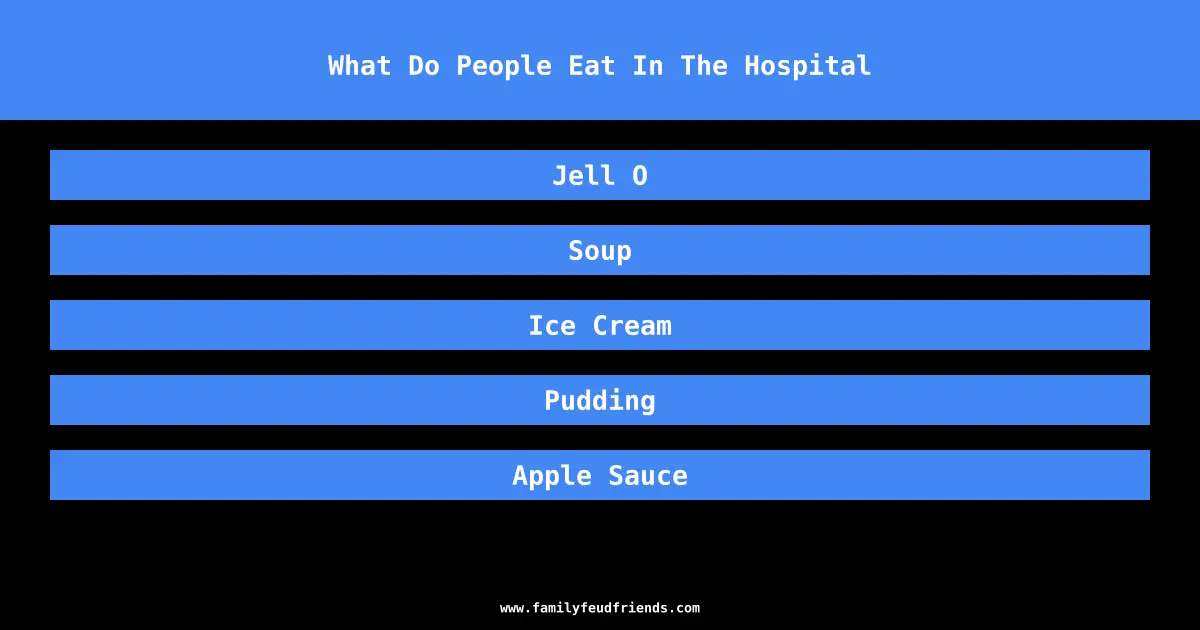 What Do People Eat In The Hospital answer