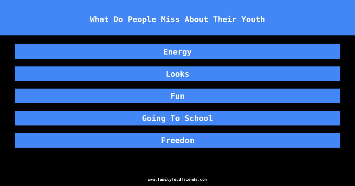 What Do People Miss About Their Youth answer