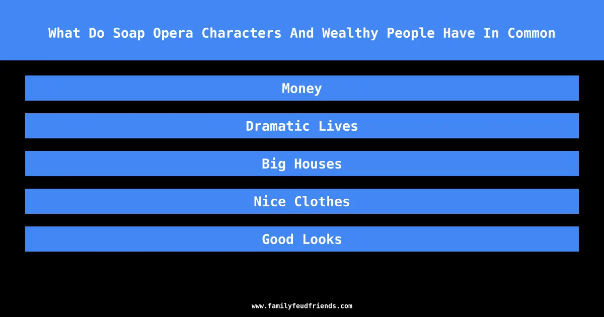 What Do Soap Opera Characters And Wealthy People Have In Common answer