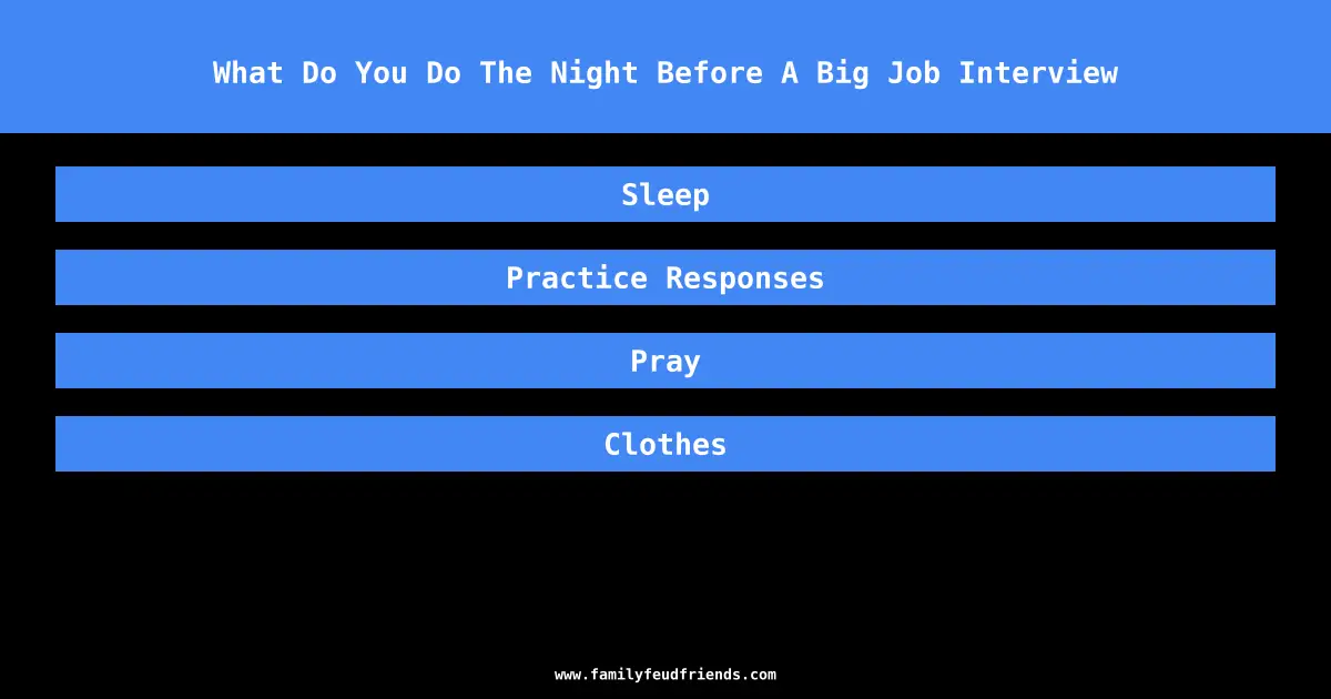 What Do You Do The Night Before A Big Job Interview answer