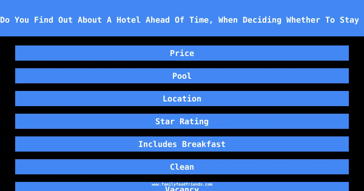 What Do You Find Out About A Hotel Ahead Of Time, When Deciding Whether To Stay There answer